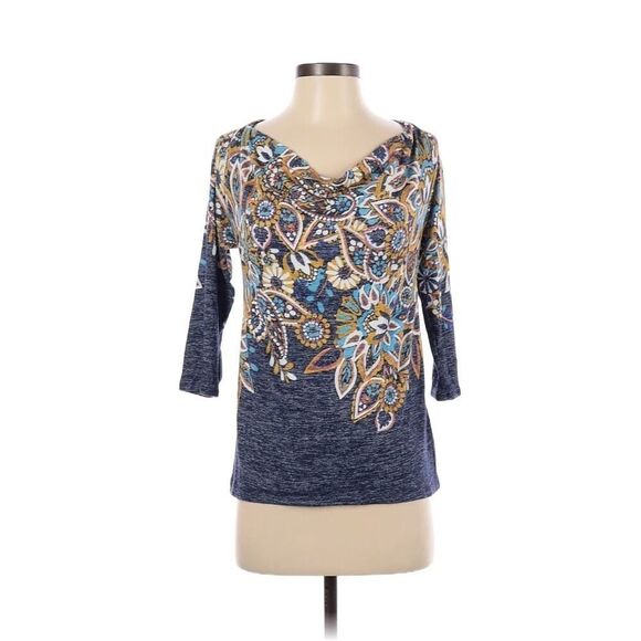 ✨ANTHROPOLOGIE Top Jacaranda Draped Neckline Floral Sz Medium ✨ - Picture 4 of 9